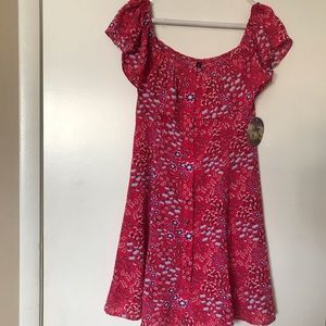 BeBop Off-shoulder Pink Floral Dress